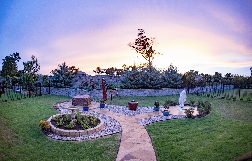 sunset-view-of-beautiful-landscaped-pathway
