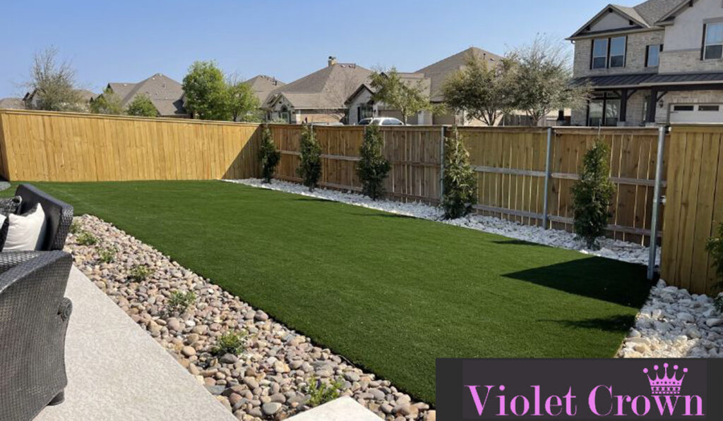 small backyard landscape design with artificial grass