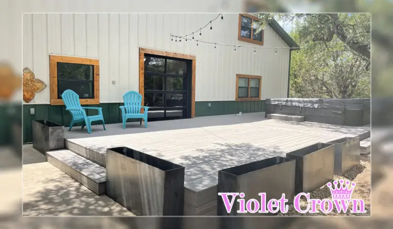 Wooden deck install of a small house in Austin.