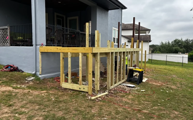 constructing a wooden deck