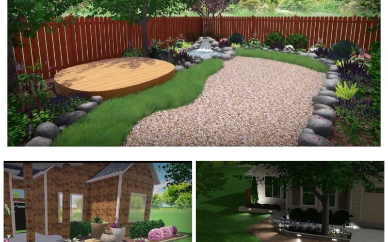 different types of landscaping in photo grid
